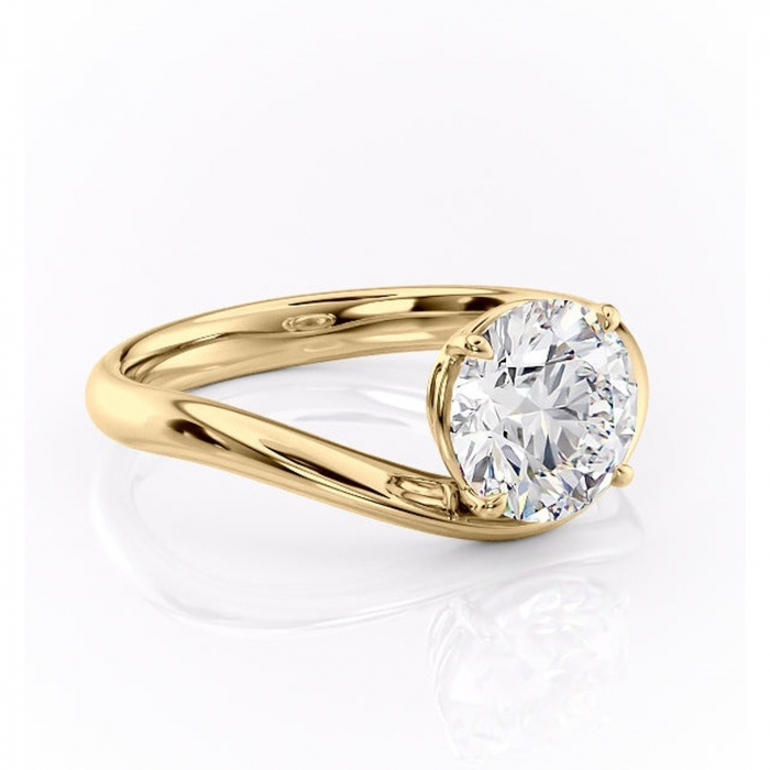 Inel de logodnă Silvara din aur Galben 14kt cu moissanite tăietură rotundă – Solitar rafinată pentru profil jos | Personalizează și configurează gratuit online [1]