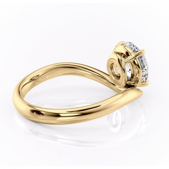 Inel de logodnă Silvara din aur Galben 14kt cu moissanite tăietură rotundă – Solitar rafinată pentru profil jos | Personalizează și configurează gratuit online [3]