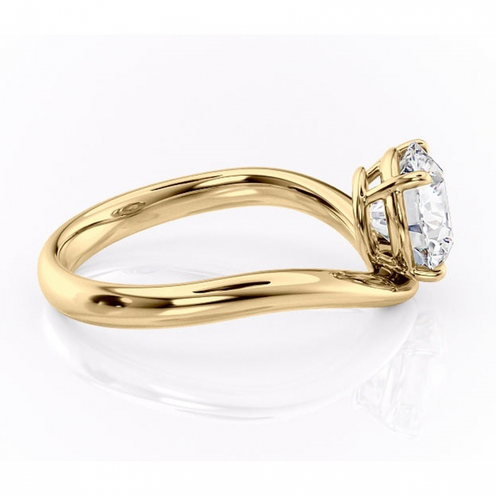 Inel de logodnă Silvara din aur Galben 14kt cu moissanite tăietură rotundă – Solitar rafinată pentru profil jos | Personalizează și configurează gratuit online [2]