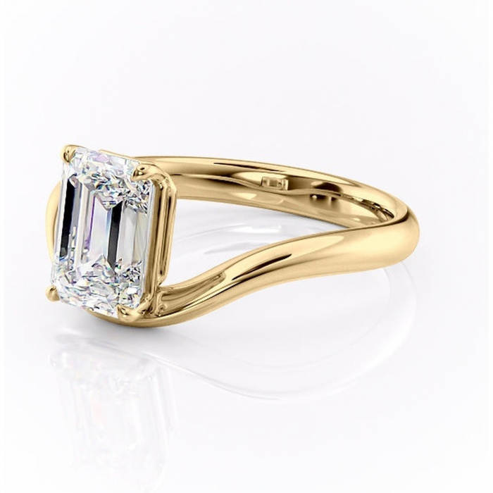 Inel de logodnă Silvara din aur Galben 14kt cu moissanite tăietură smarald – Solitar rafinată pentru profil jos | Personalizează și configurează gratuit online [7]
