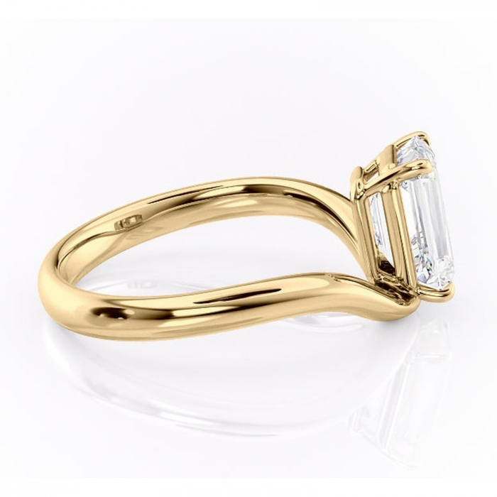 Inel de logodnă Silvara din aur Galben 14kt cu moissanite tăietură smarald – Solitar rafinată pentru profil jos | Personalizează și configurează gratuit online [2]