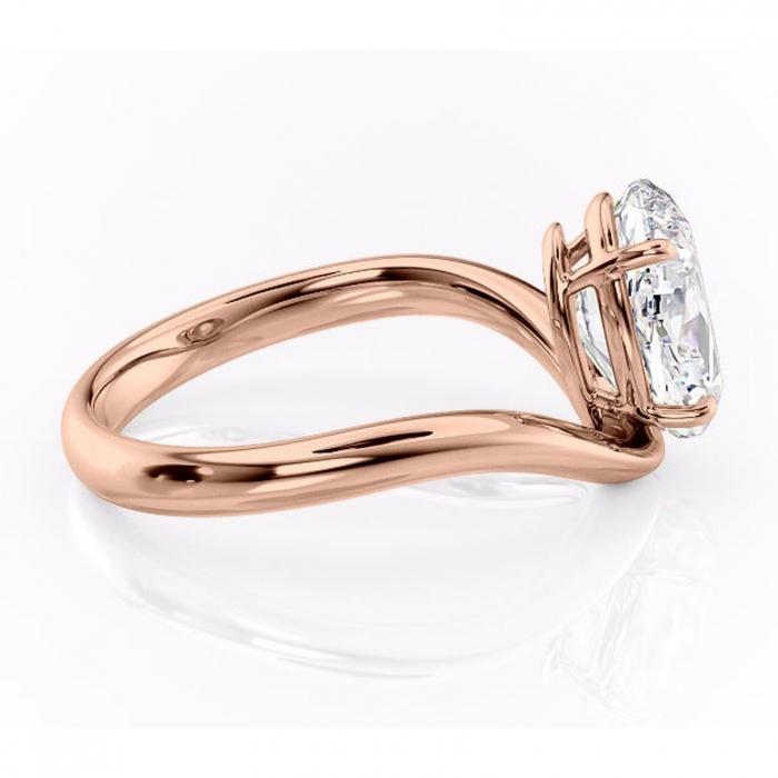 Inel de logodnă Silvara din aur Rose 14kt cu moissanite tăietură ovală – Solitar rafinată pentru profil jos | Personalizează și configurează gratuit online [2]