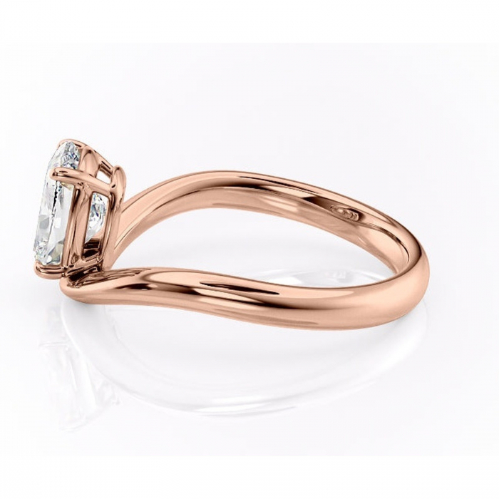 Inel de logodnă Silvara din aur Rose 14kt cu moissanite tăietură pernă – Solitar rafinată pentru profil jos | Personalizează și configurează gratuit online [6]