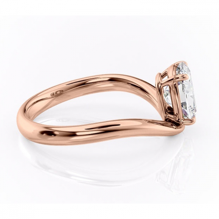 Inel de logodnă Silvara din aur Rose 14kt cu moissanite tăietură pernă – Solitar rafinată pentru profil jos | Personalizează și configurează gratuit online [2]