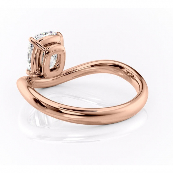 Inel de logodnă Silvara din aur Rose 14kt cu moissanite tăietură pernă – Solitar rafinată pentru profil jos | Personalizează și configurează gratuit online [4]