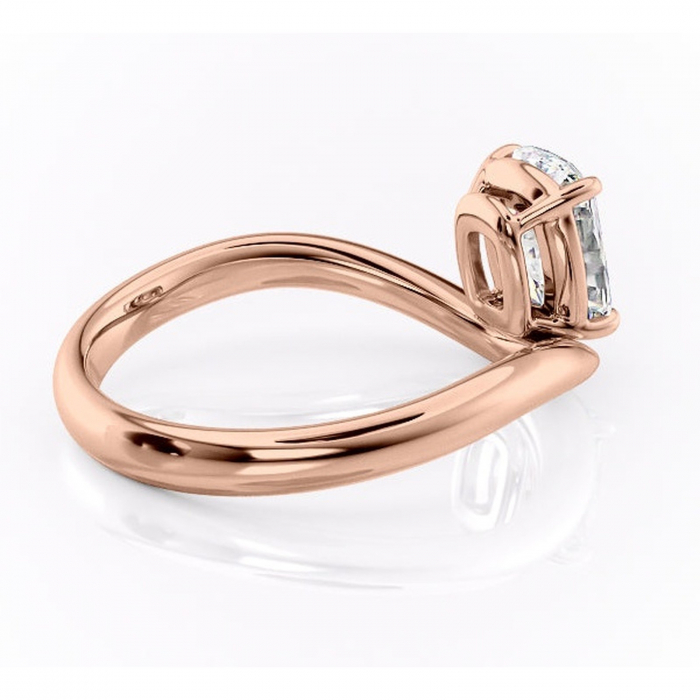 Inel de logodnă Silvara din aur Rose 14kt cu moissanite tăietură pernă – Solitar rafinată pentru profil jos | Personalizează și configurează gratuit online [3]