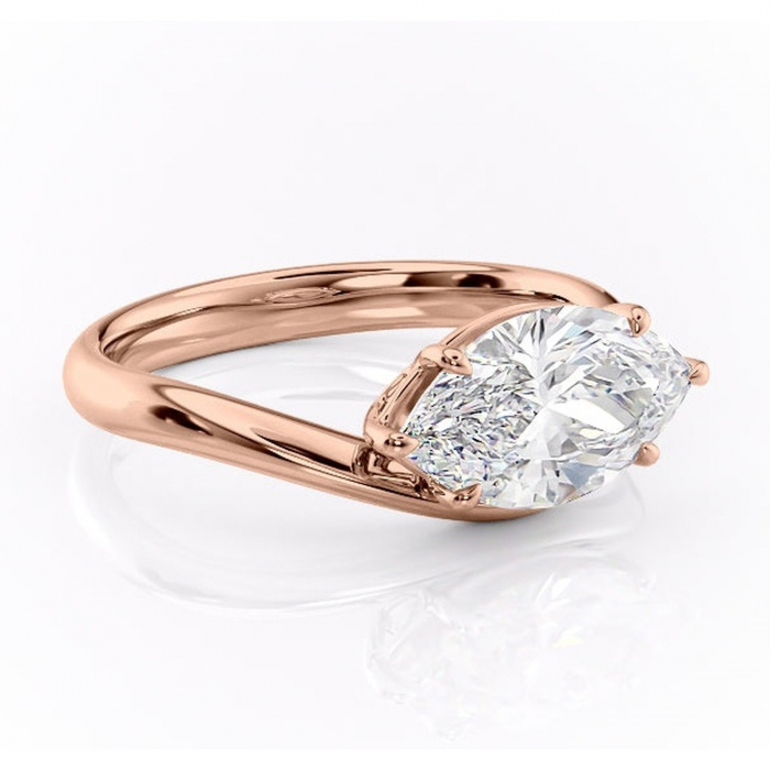 Inel de logodnă Silvara din aur Rose 14kt cu moissanite tăietură marquise – Solitar rafinată pentru profil jos | Personalizează și configurează gratuit online [1]