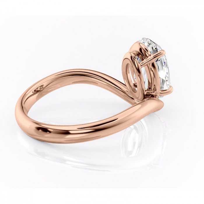 Inel de logodnă Silvara din aur Rose 18kt cu moissanite tăietură ovală – Solitar rafinată pentru profil jos | Personalizează și configurează gratuit online [3]