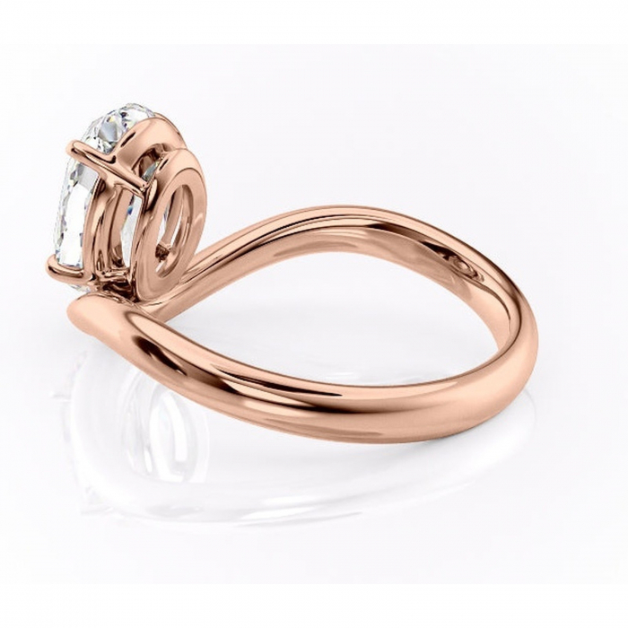Inel de logodnă Silvara din aur Rose 18kt cu moissanite tăietură ovală – Solitar rafinată pentru profil jos | Personalizează și configurează gratuit online [5]