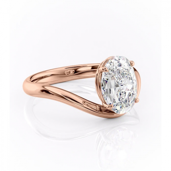Inel de logodnă Silvara din aur Rose 18kt cu moissanite tăietură ovală – Solitar rafinată pentru profil jos | Personalizează și configurează gratuit online [1]