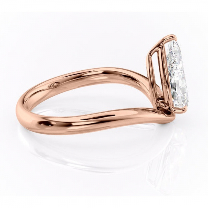 Inel de logodnă Silvara din aur Rose 14kt cu moissanite tăietură pară – Solitar rafinată pentru profil jos | Personalizează și configurează gratuit online [2]