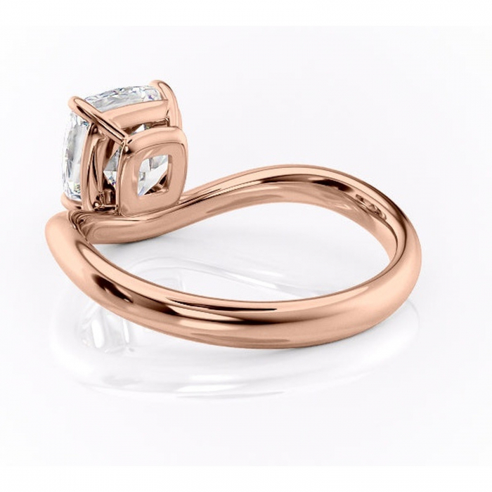 Inel de logodnă Silvara din aur Rose 14kt cu moissanite tăietură pernă – Solitar rafinată pentru profil jos | Personalizează și configurează gratuit online [4]