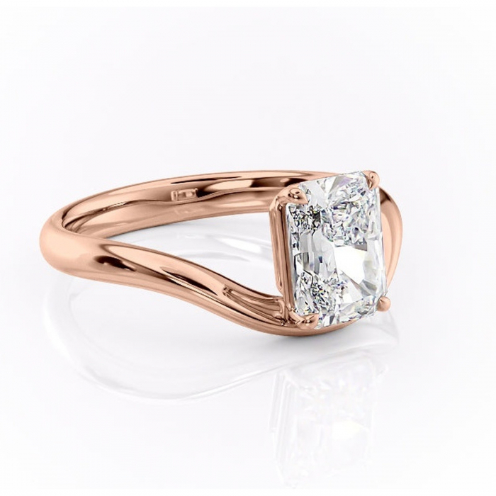 Inel de logodnă Silvara din aur Rose 14kt cu moissanite tăietură radiantă – Solitar rafinată pentru profil jos | Personalizează și configurează gratuit online [1]