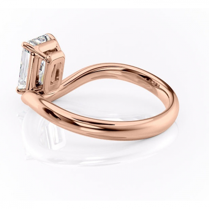 Inel de logodnă Silvara din aur Rose 14kt cu moissanite tăietură radiantă – Solitar rafinată pentru profil jos | Personalizează și configurează gratuit online [5]