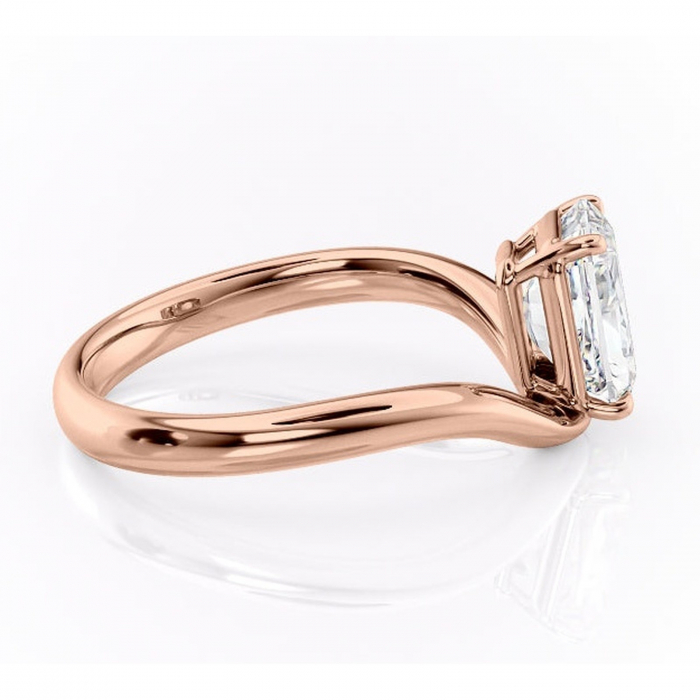 Inel de logodnă Silvara din aur Rose 14kt cu moissanite tăietură radiantă – Solitar rafinată pentru profil jos | Personalizează și configurează gratuit online [2]
