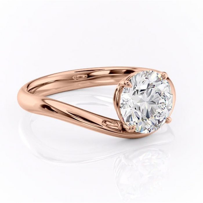 Inel de logodnă Silvara din aur Rose 14kt cu moissanite tăietură rotundă – Solitar rafinată pentru profil jos | Personalizează și configurează gratuit online [1]