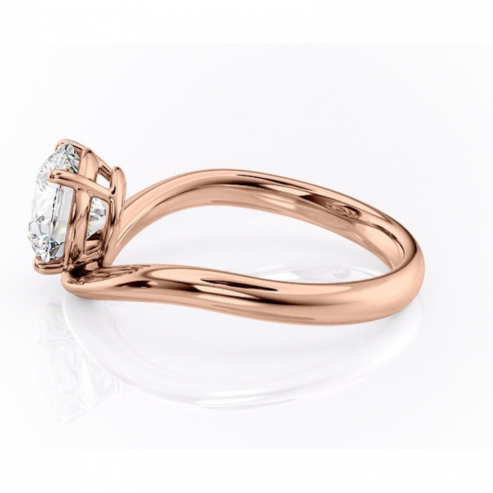 Inel de logodnă Silvara din aur Rose 14kt cu moissanite tăietură rotundă – Solitar rafinată pentru profil jos | Personalizează și configurează gratuit online [6]