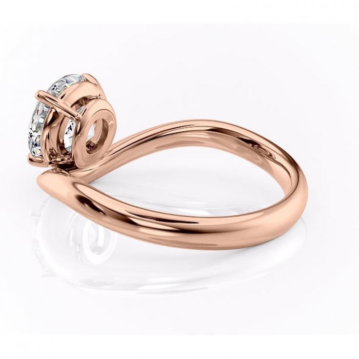 Inel de logodnă Silvara din aur Rose 14kt cu moissanite tăietură rotundă – Solitar rafinată pentru profil jos | Personalizează și configurează gratuit online [5]