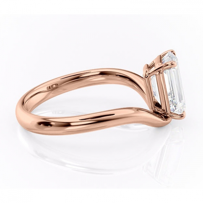 Inel de logodnă Silvara din aur Rose 14kt cu moissanite tăietură smarald – Solitar rafinată pentru profil jos | Personalizează și configurează gratuit online [2]