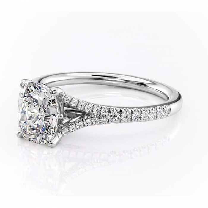 Inel de logodnă Skye din aur Alb 14kt cu moissanite tăietură asscher – Montură pavé rafinată pentru profil înalt | Personalizează și configurează gratuit online [7]