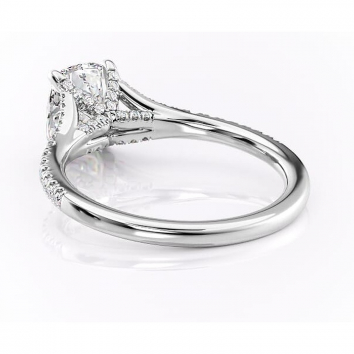 Inel de logodnă Skye din aur Alb 14kt cu moissanite tăietură asscher – Montură pavé rafinată pentru profil înalt | Personalizează și configurează gratuit online [4]