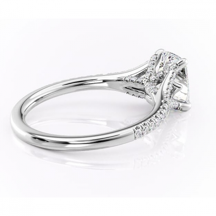 Inel de logodnă Skye din aur Alb 14kt cu moissanite tăietură asscher – Montură pavé rafinată pentru profil înalt | Personalizează și configurează gratuit online [3]