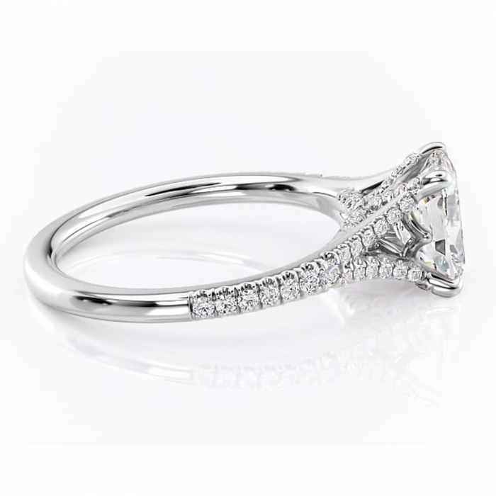 Inel de logodnă Skye din aur Alb 14kt cu moissanite tăietură asscher – Montură pavé rafinată pentru profil înalt | Personalizează și configurează gratuit online [2]