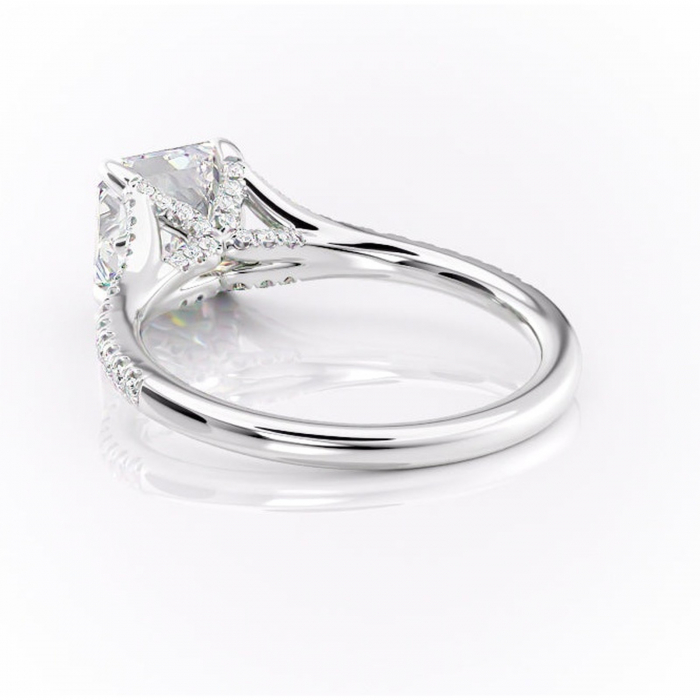 Inel de logodnă Skye din aur Alb 14kt cu moissanite tăietură asscher – Montură pavé rafinată pentru profil înalt | Personalizează și configurează gratuit online [4]