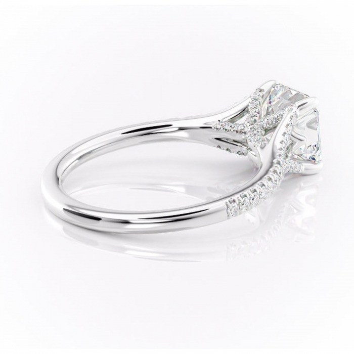 Inel de logodnă Skye din aur Alb 14kt cu moissanite tăietură asscher – Montură pavé rafinată pentru profil înalt | Personalizează și configurează gratuit online [3]