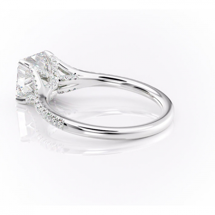 Inel de logodnă Skye din aur Alb 14kt cu moissanite tăietură asscher – Montură pavé rafinată pentru profil înalt | Personalizează și configurează gratuit online [5]