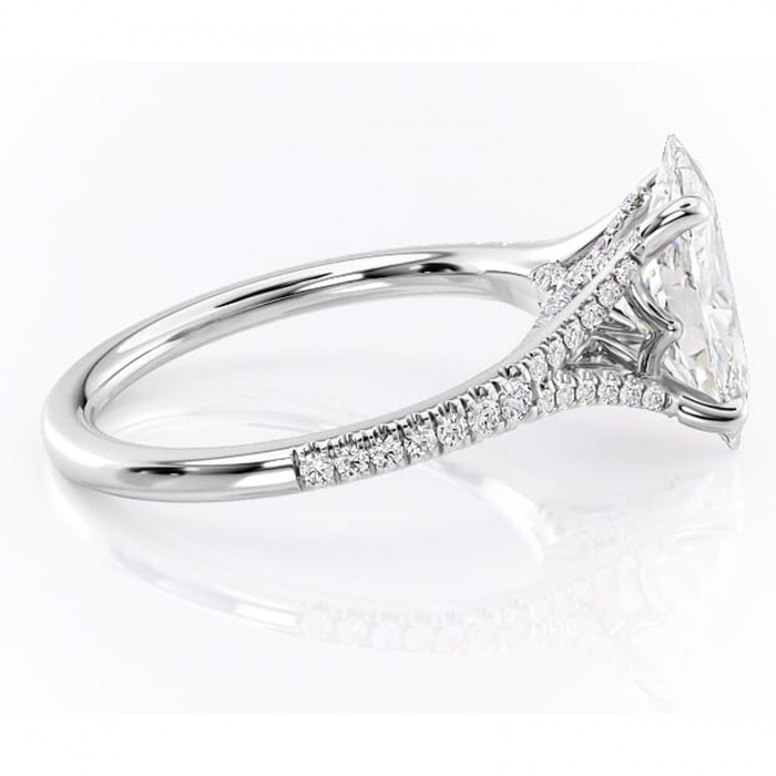 Inel de logodnă Skye din aur Alb 14kt cu moissanite tăietură marquise – Montură pavé rafinată pentru profil înalt | Personalizează și configurează gratuit online [2]