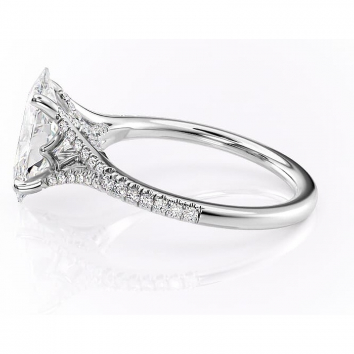 Inel de logodnă Skye din aur Alb 14kt cu moissanite tăietură marquise – Montură pavé rafinată pentru profil înalt | Personalizează și configurează gratuit online [6]