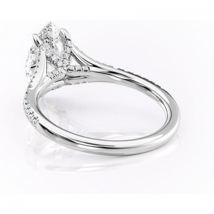 Inel de logodnă Skye din aur Alb 14kt cu moissanite tăietură marquise – Montură pavé rafinată pentru profil înalt | Personalizează și configurează gratuit online [4]