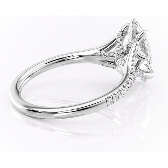 Inel de logodnă Skye din aur Alb 14kt cu moissanite tăietură marquise – Montură pavé rafinată pentru profil înalt | Personalizează și configurează gratuit online [3]