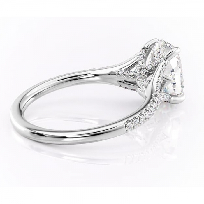 Inel de logodnă Skye din aur Alb 14kt cu moissanite tăietură ovală – Montură pavé rafinată pentru profil înalt | Personalizează și configurează gratuit online [3]