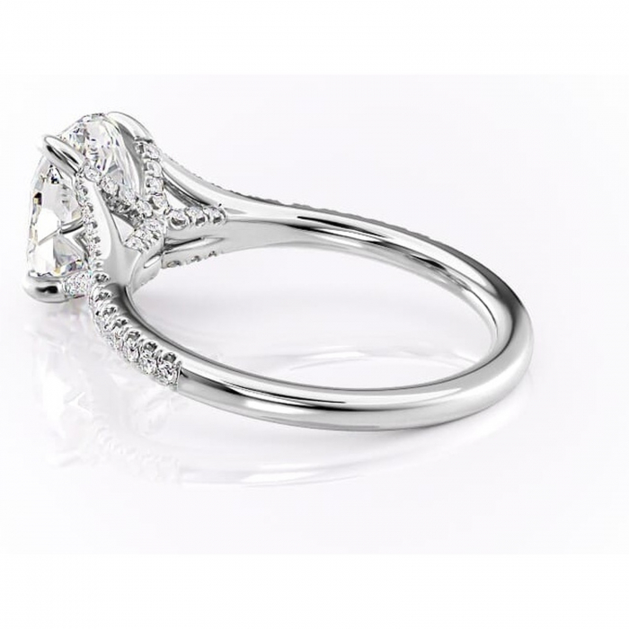 Inel de logodnă Skye din aur Alb 14kt cu moissanite tăietură ovală – Montură pavé rafinată pentru profil înalt | Personalizează și configurează gratuit online [5]
