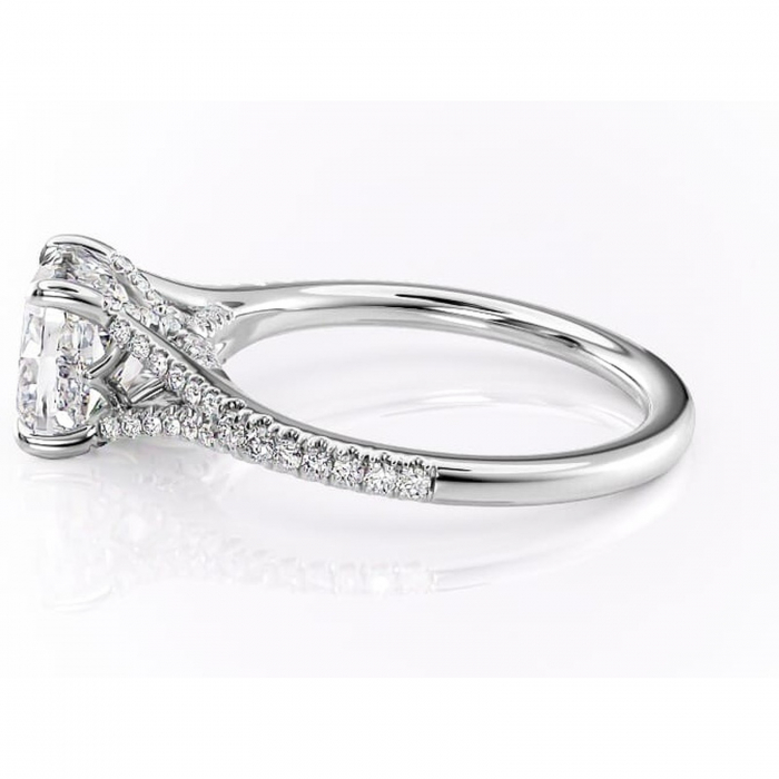 Inel de logodnă Skye din aur Alb 14kt cu moissanite tăietură pernă – Montură pavé rafinată pentru profil înalt | Personalizează și configurează gratuit online [6]