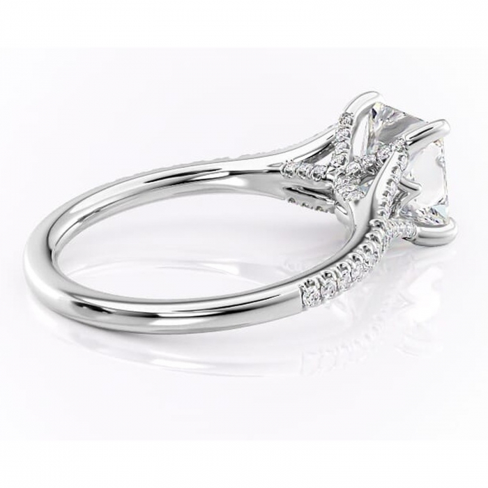 Inel de logodnă Skye din aur Alb 14kt cu moissanite tăietură princess – Montură pavé rafinată pentru profil înalt | Personalizează și configurează gratuit online [3]