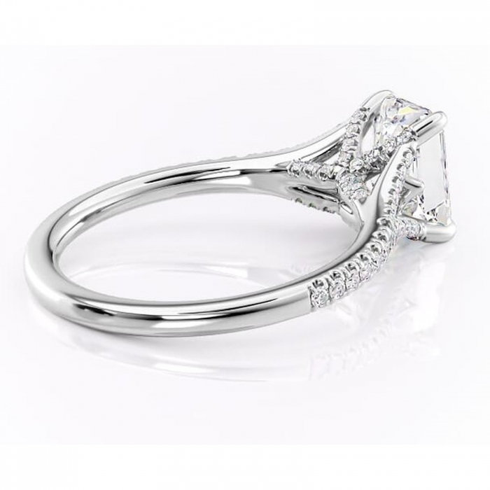 Inel de logodnă Skye din aur Alb 14kt cu moissanite tăietură radiantă – Montură pavé rafinată pentru profil înalt | Personalizează și configurează gratuit online [3]