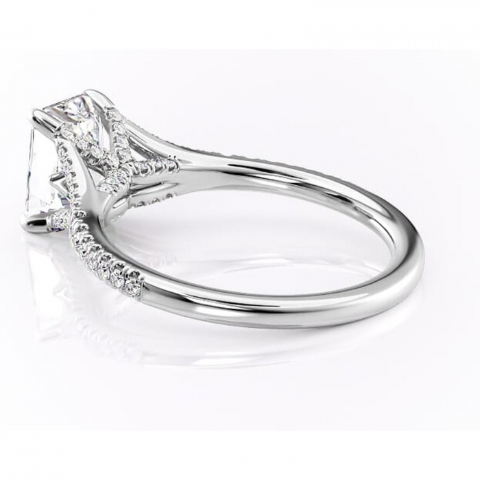 Inel de logodnă Skye din aur Alb 14kt cu moissanite tăietură radiantă – Montură pavé rafinată pentru profil înalt | Personalizează și configurează gratuit online [5]