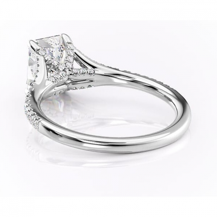 Inel de logodnă Skye din aur Alb 14kt cu moissanite tăietură radiantă – Montură pavé rafinată pentru profil înalt | Personalizează și configurează gratuit online [4]