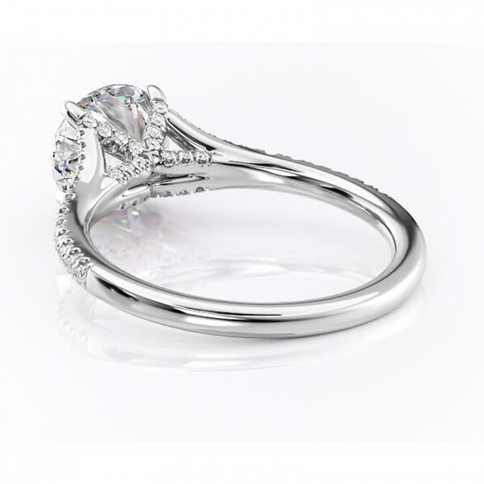 Inel de logodnă Skye din aur Alb 14kt cu moissanite tăietură rotundă – Montură pavé rafinată pentru profil înalt | Personalizează și configurează gratuit online [4]