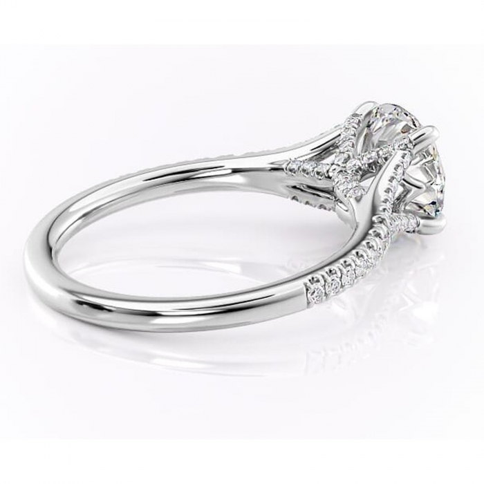 Inel de logodnă Skye din aur Alb 14kt cu moissanite tăietură rotundă – Montură pavé rafinată pentru profil înalt | Personalizează și configurează gratuit online [3]