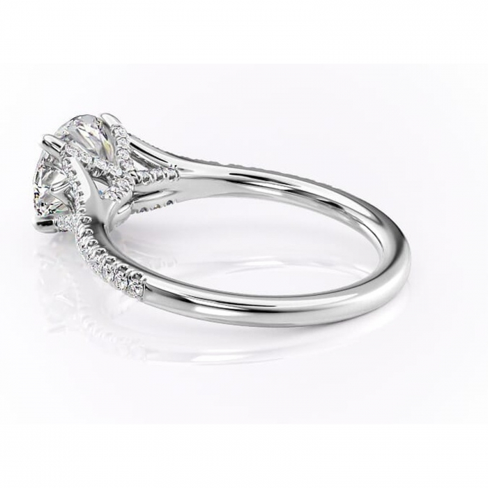 Inel de logodnă Skye din aur Alb 14kt cu moissanite tăietură rotundă – Montură pavé rafinată pentru profil înalt | Personalizează și configurează gratuit online [5]