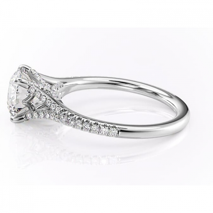 Inel de logodnă Skye din aur Alb 14kt cu moissanite tăietură rotundă – Montură pavé rafinată pentru profil înalt | Personalizează și configurează gratuit online [6]