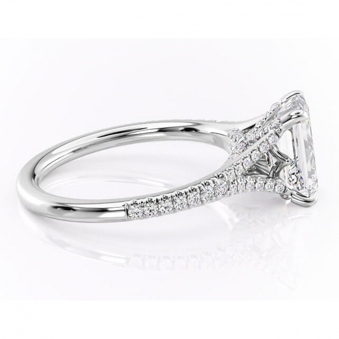 Inel de logodnă Skye din aur Alb 14kt cu moissanite tăietură smarald – Montură pavé rafinată pentru profil înalt | Personalizează și configurează gratuit online [2]