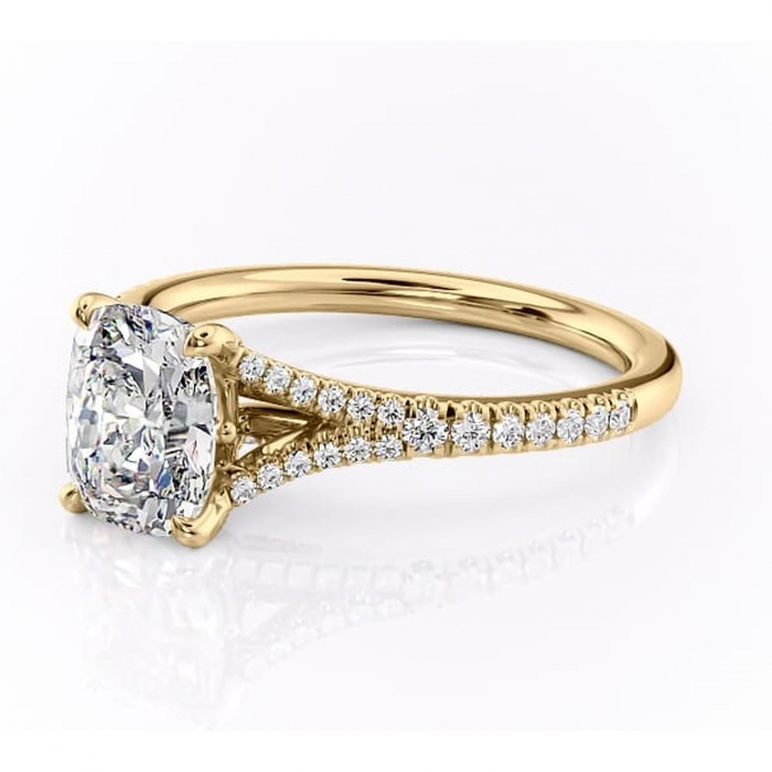 Inel de logodnă Skye din aur Galben 14kt cu moissanite tăietură asscher – Montură pavé rafinată pentru profil înalt | Personalizează și configurează gratuit online [7]