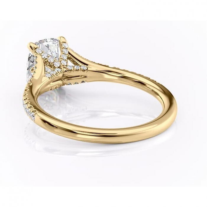 Inel de logodnă Skye din aur Galben 14kt cu moissanite tăietură asscher – Montură pavé rafinată pentru profil înalt | Personalizează și configurează gratuit online [4]