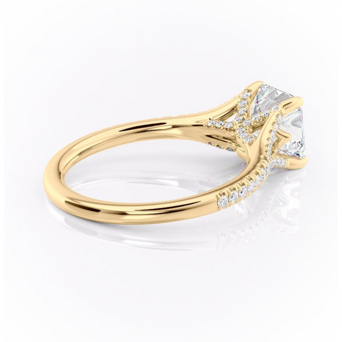Inel de logodnă Skye din aur Galben 14kt cu moissanite tăietură asscher – Montură pavé rafinată pentru profil înalt | Personalizează și configurează gratuit online [3]
