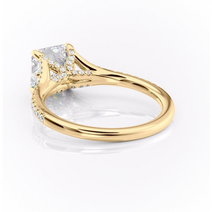 Inel de logodnă Skye din aur Galben 14kt cu moissanite tăietură asscher – Montură pavé rafinată pentru profil înalt | Personalizează și configurează gratuit online [4]